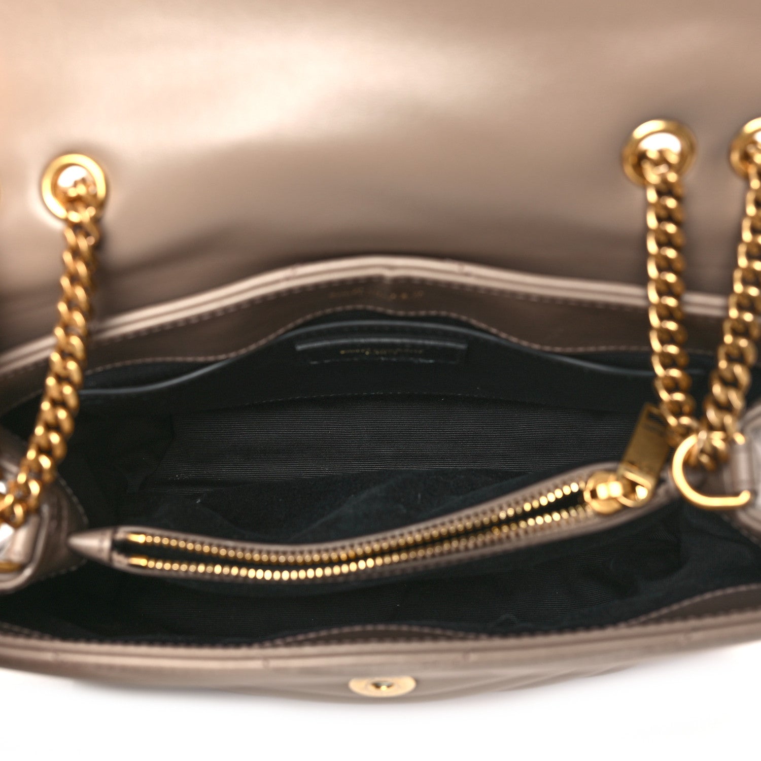 Saint Laurent Calfskin Y Quilted Monogram Small Loulou Chain Satchel Taupe 5 of 10
