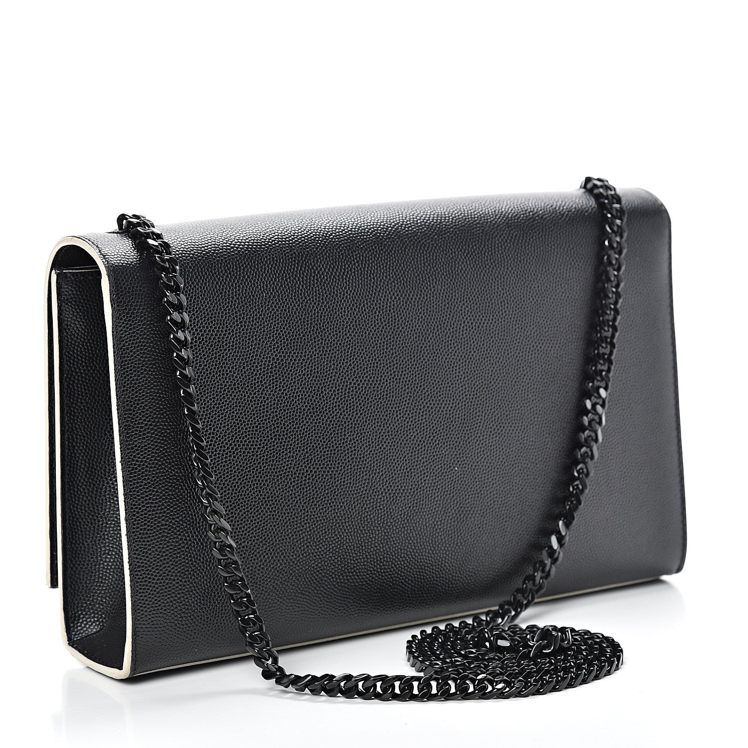 Saint Laurent Grain De Poudre Medium Classic Monogram Kate Satchel Black White 2 of 13