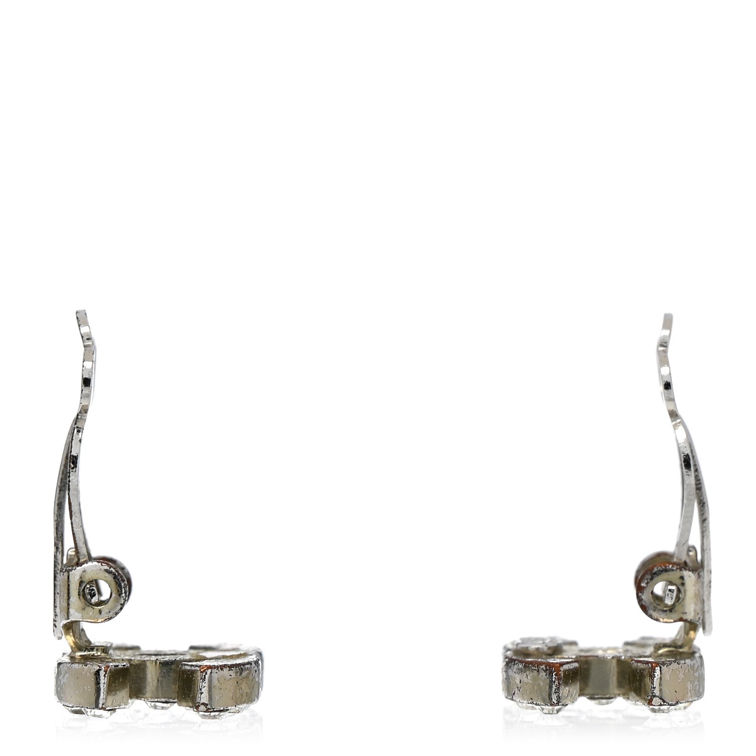 Chanel Crystal CC Clip on Earrings Silver 3 of 7