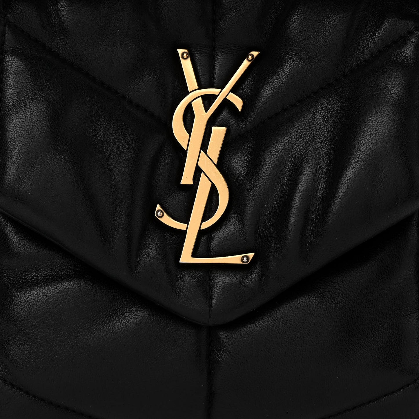 Lambskin Quilted Small Loulou Puffer Monogram Chain Satchel Black