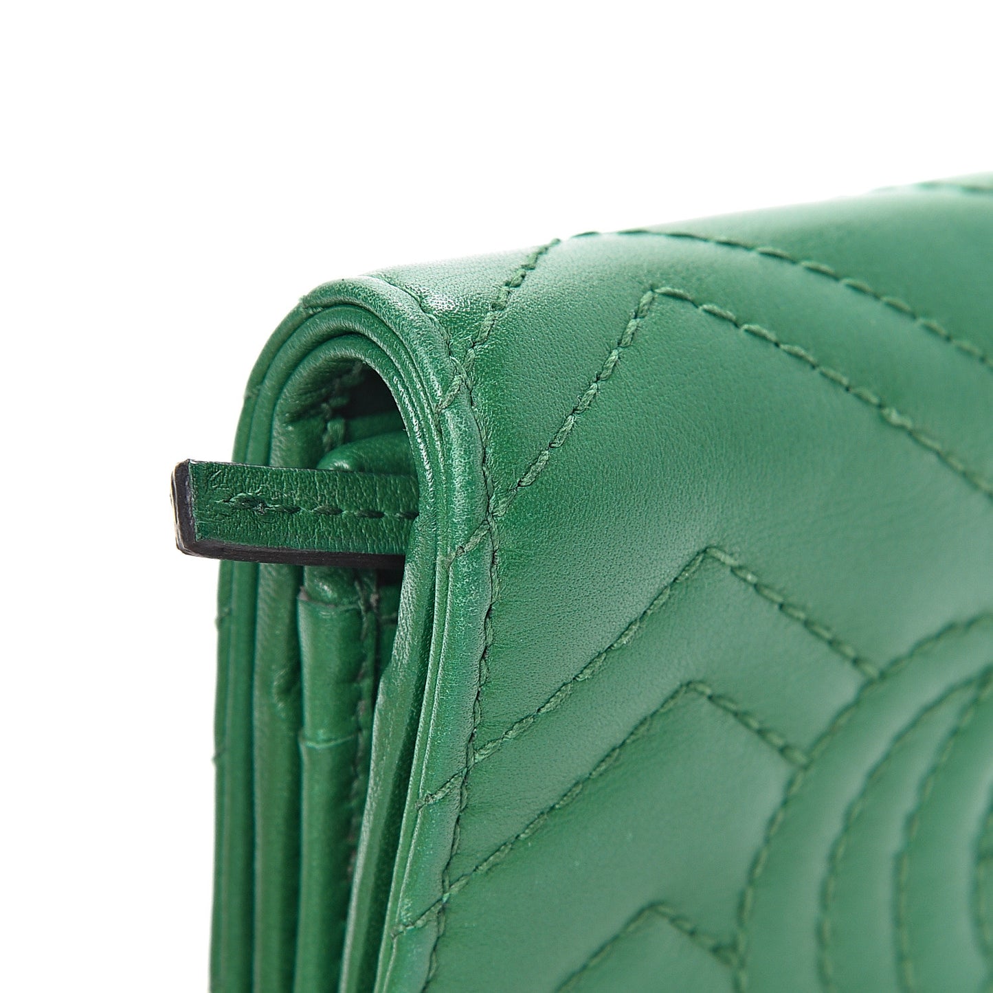 Calfskin Matelasse GG Marmont Card Case Wallet Emerald
