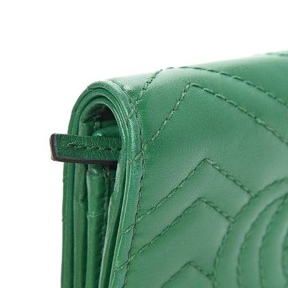Gucci Calfskin Matelasse GG Marmont Card Case Wallet Emerald 8 of 11