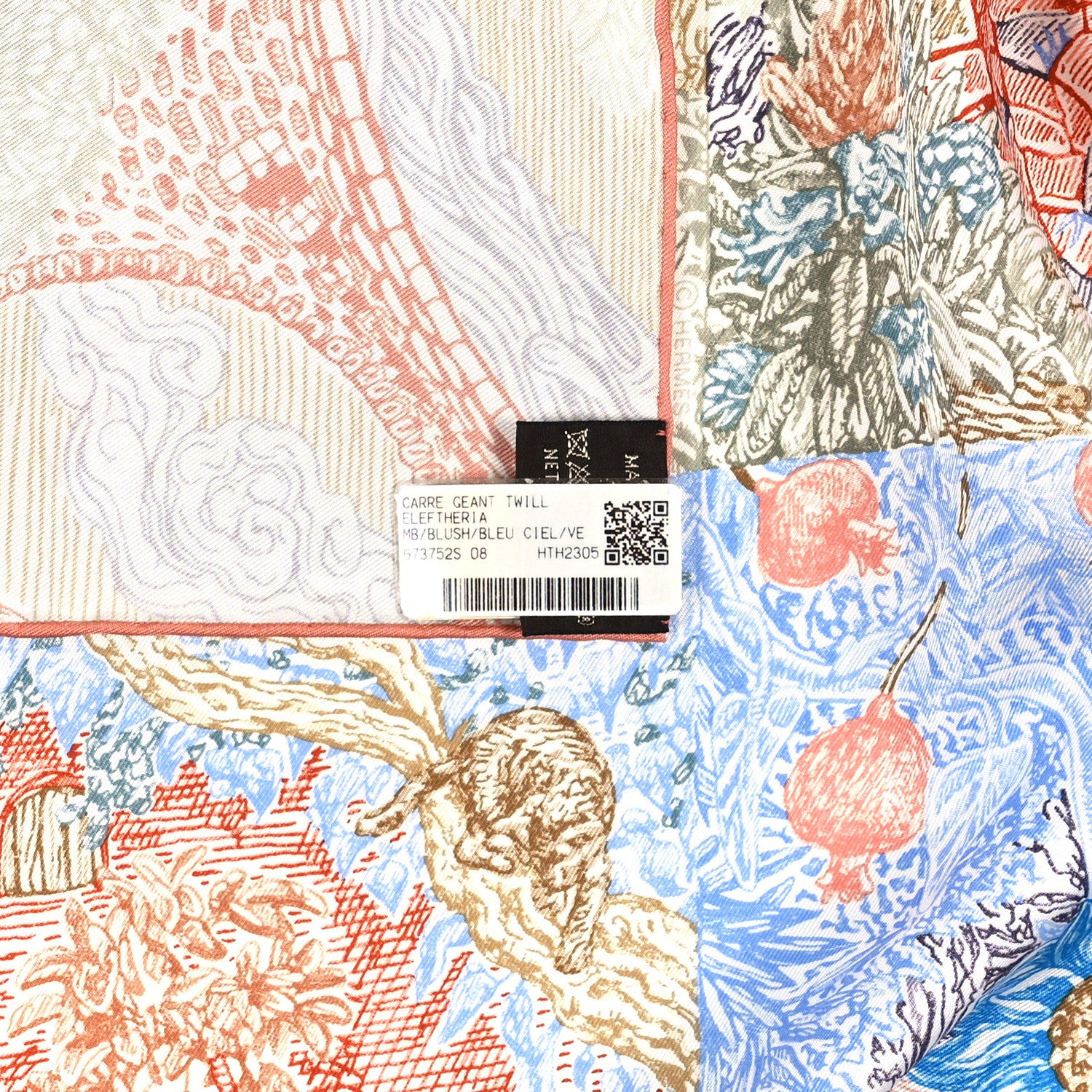 Hermes Silk Geant Eleftheria Scarf 140 Blush Bleu Ciel 4 of 4