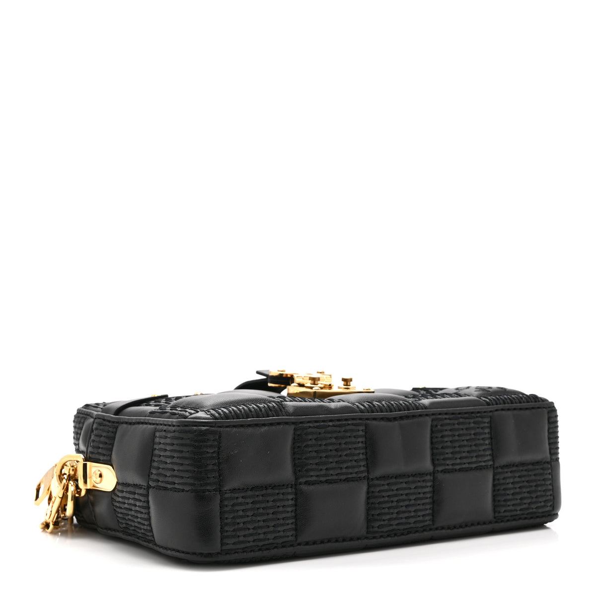 Lambskin Damier Quilt Troca PM Black