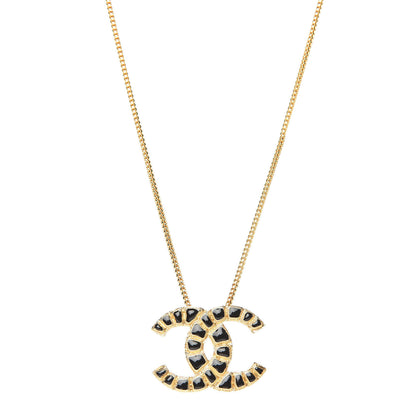 Chanel Resin Along The Nile CC Pendant Necklace Gold Black 1 of 5