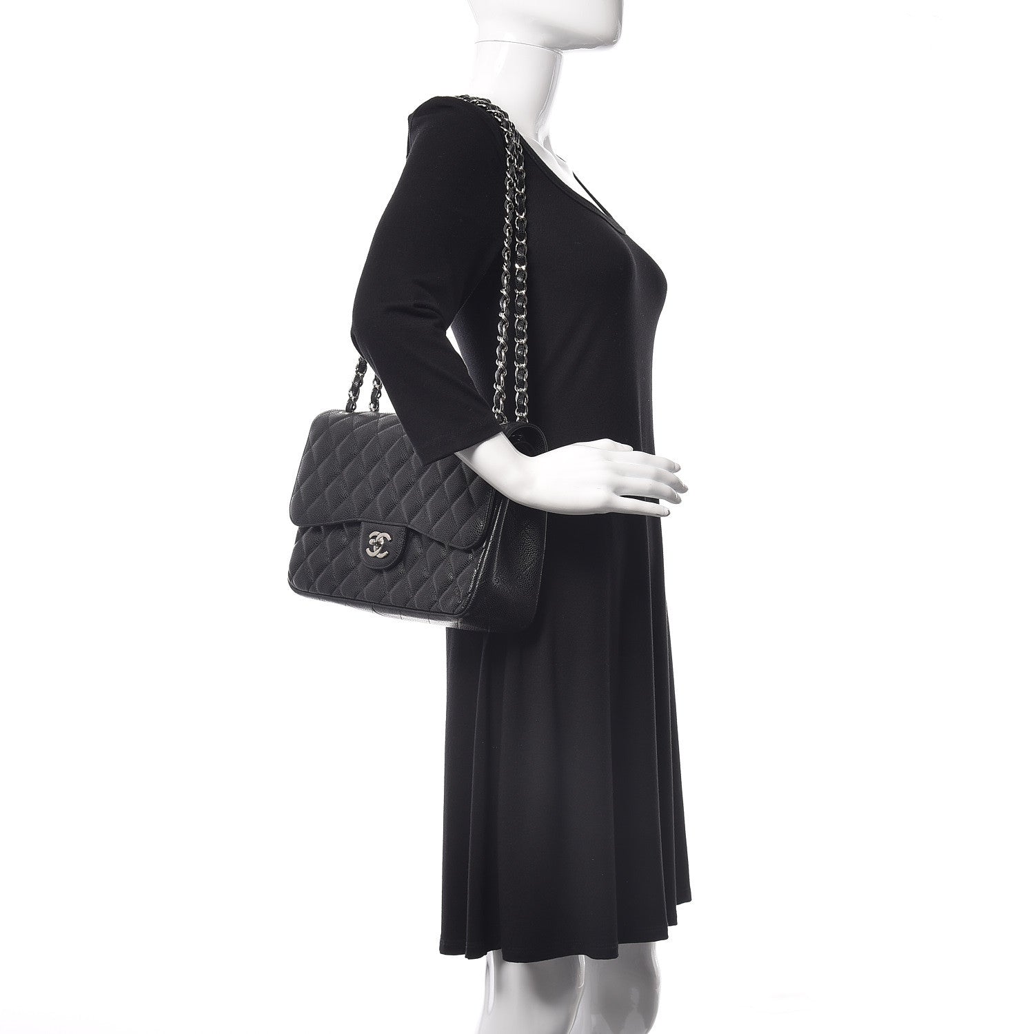 Chanel Caviar Quilted Jumbo Double Flap Black 2 of 10