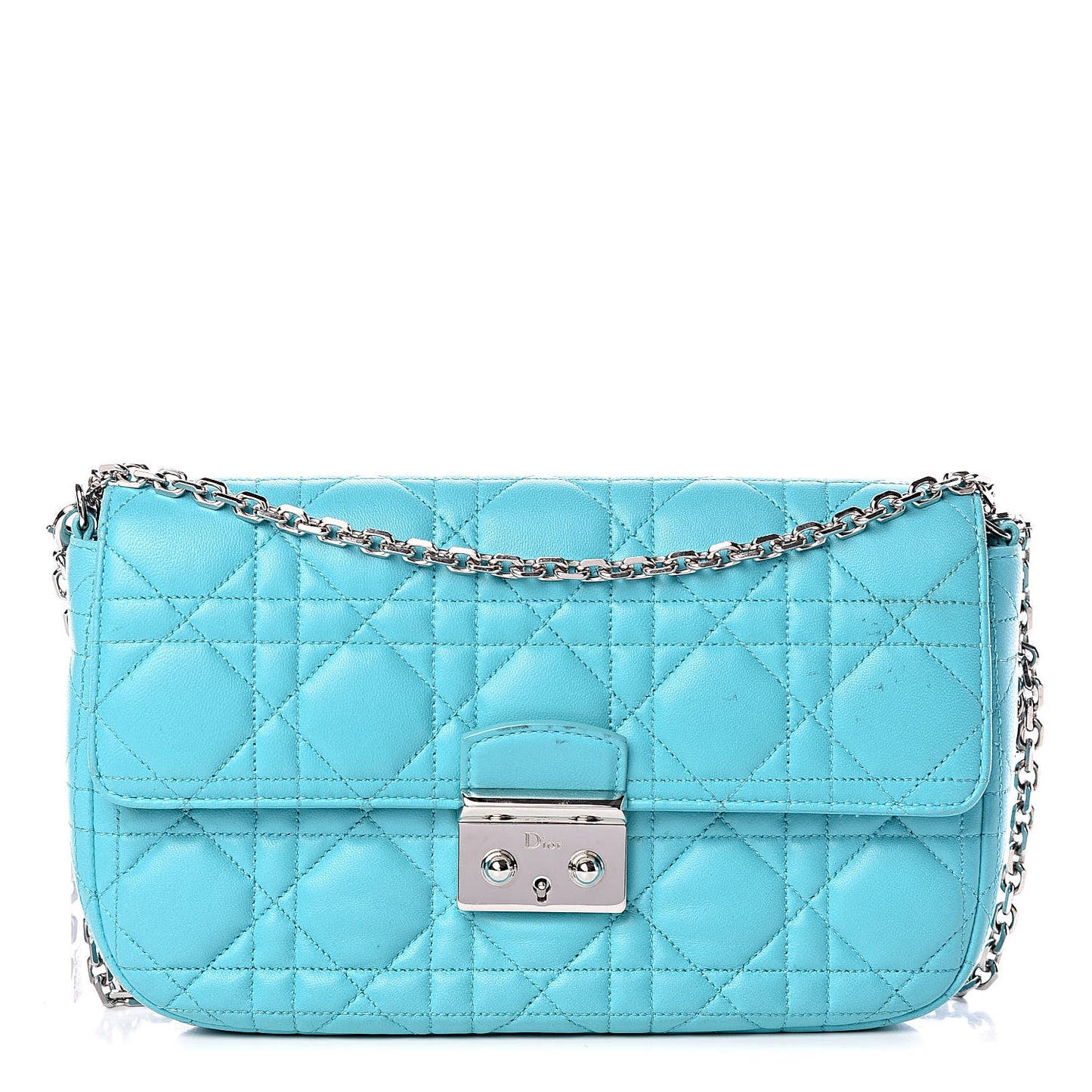 Lambskin Cannage Miss Dior Promenade Pouch Turquoise