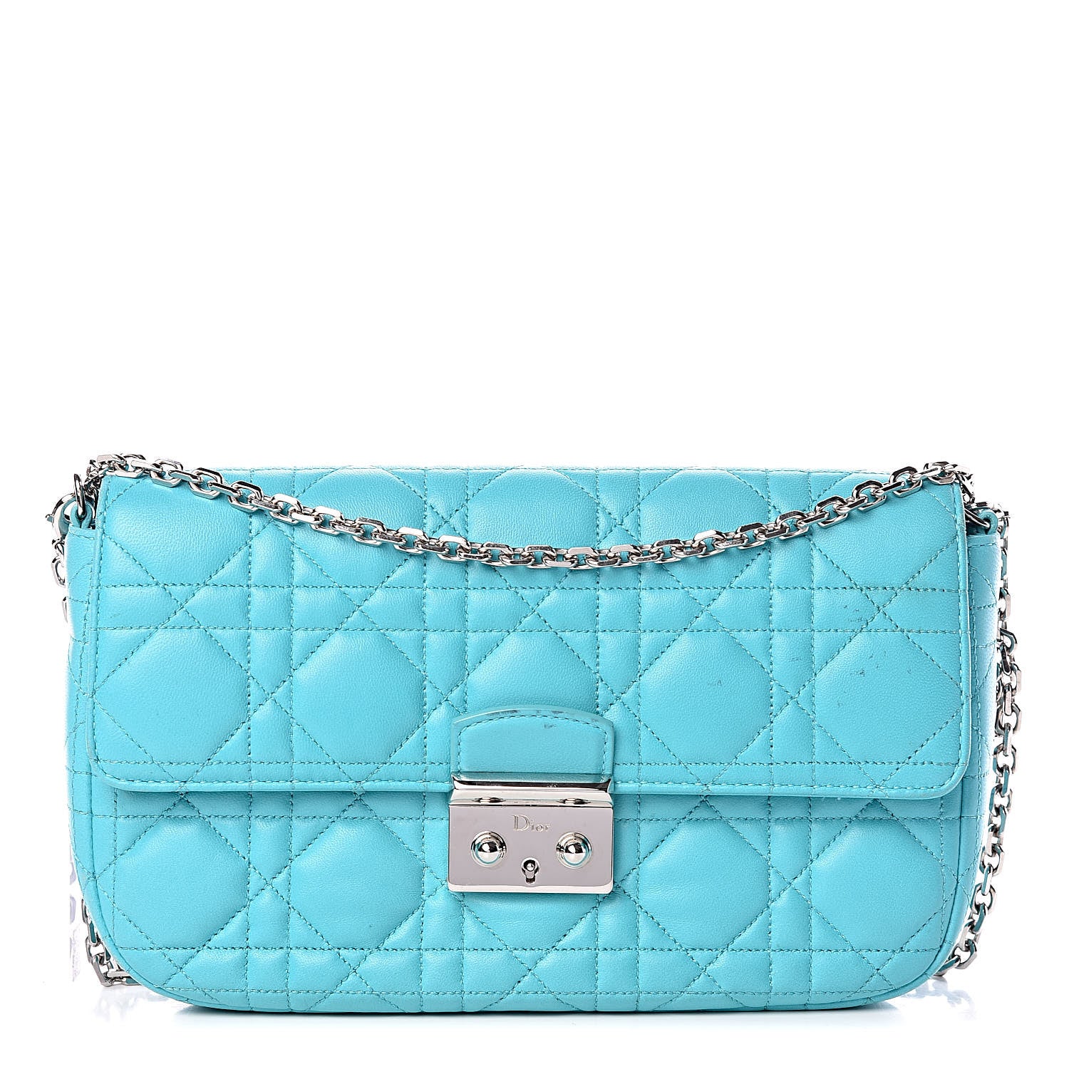Christian Dior Lambskin Cannage Miss Dior Promenade Pouch Turquoise 1 of 15