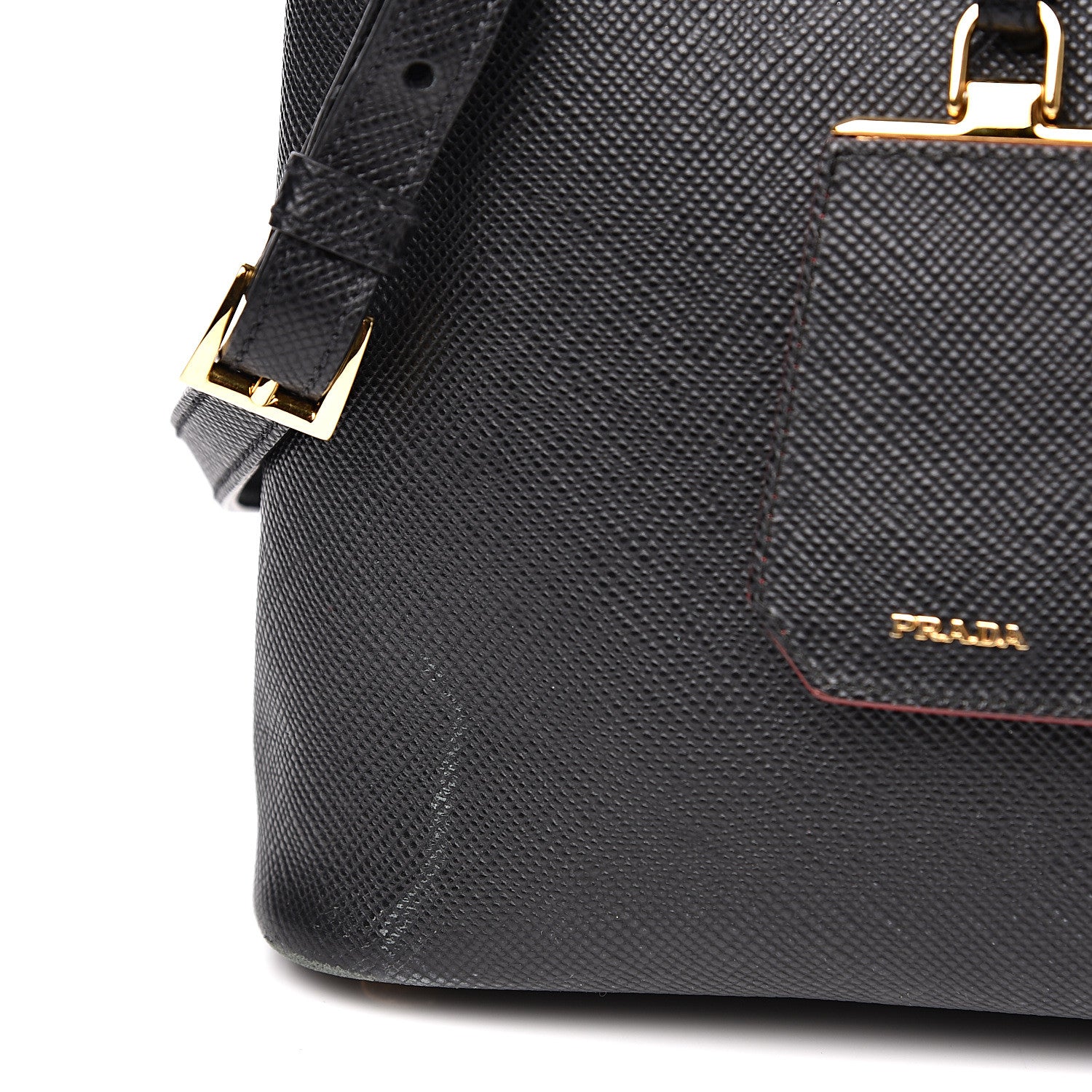 Prada Saffiano Cuir Medium Double Bag Black Fuoco 11 of 18