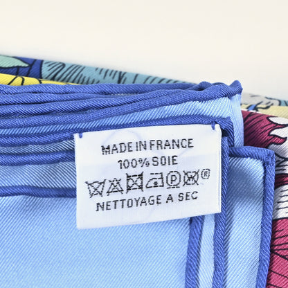 Hermes Silk Robe Legere Scarf 140  Bleu Vert Rose 3 of 3