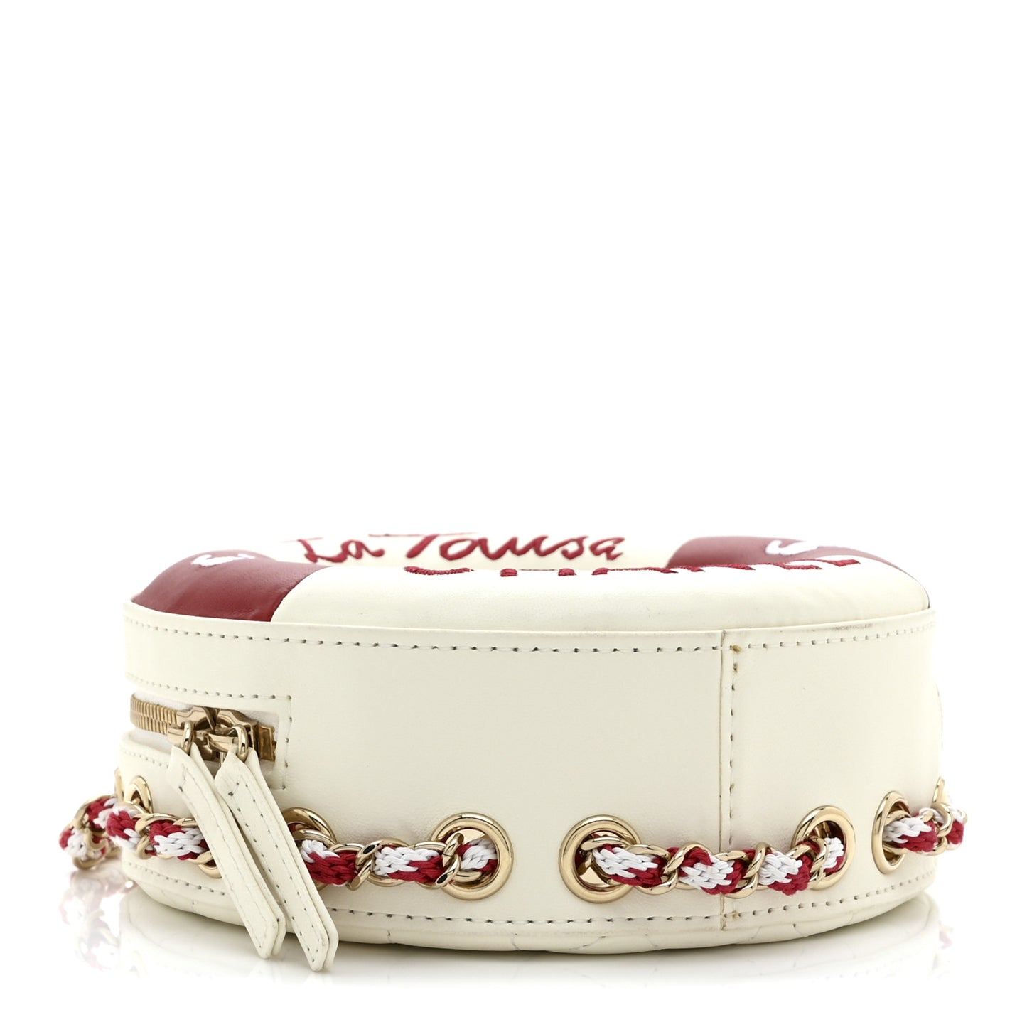 Lambskin Coco Lifesaver Round Bag Red White