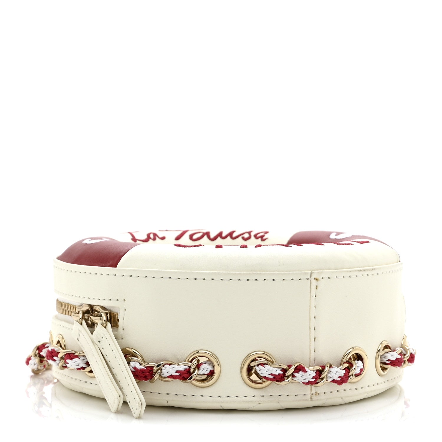 Chanel Lambskin Coco Lifesaver Round Bag Red White 4 of 11