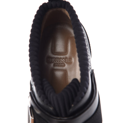 Hermes Tuscan Calfskin Technical Canvas Spicy Derby Ankle Boots 36.5 Black 5 of 8