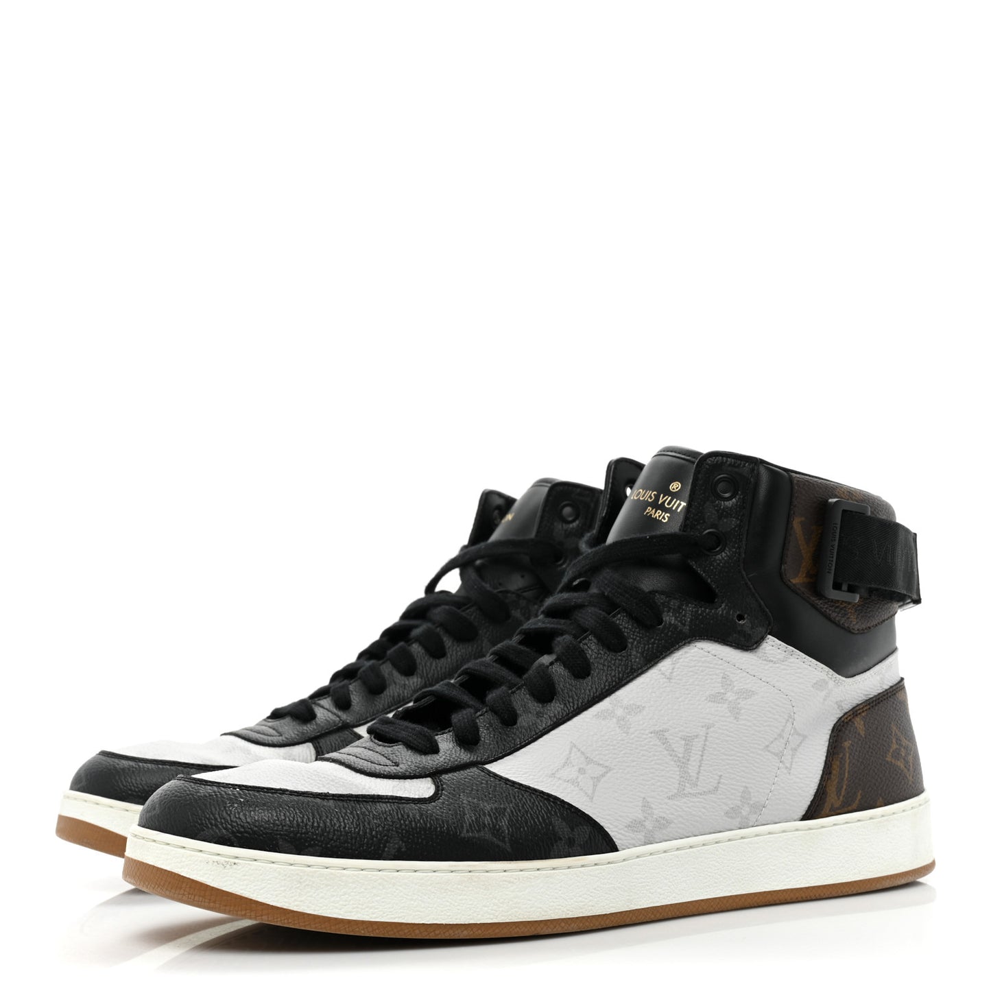 Calfskin Monogram Mens Rivoli High Top Sneakers 9.5 Black