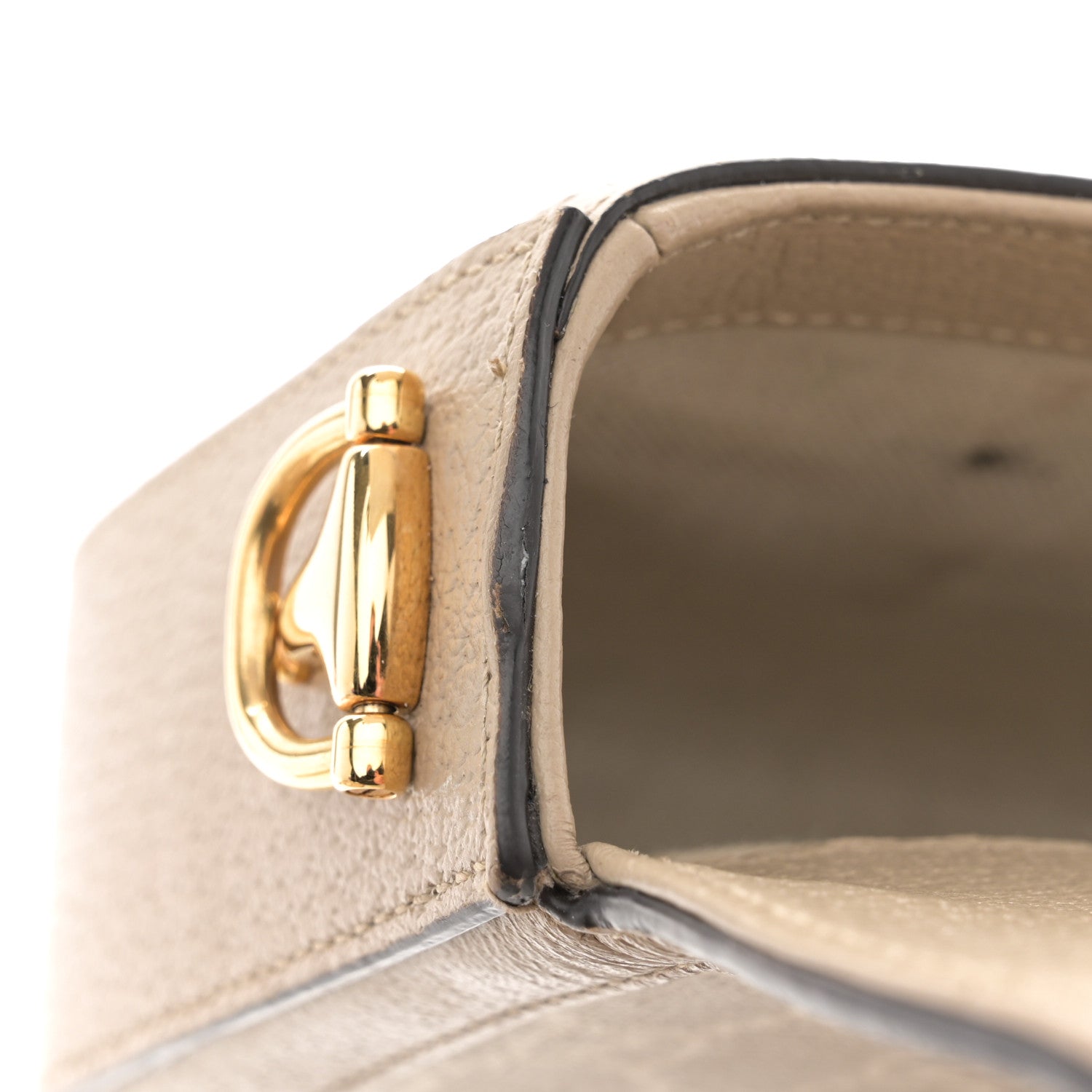 Gucci GG Supreme Monogram Textured Dollar Calfskin Web Mini Horsebit 1955 Shoulder Bag Beige Mystic White Oatmeal 18 of 19