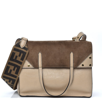Fendi Agnello Old Shine Vitello Go Rain Large Flip Tote Amido Cocco 1 of 9