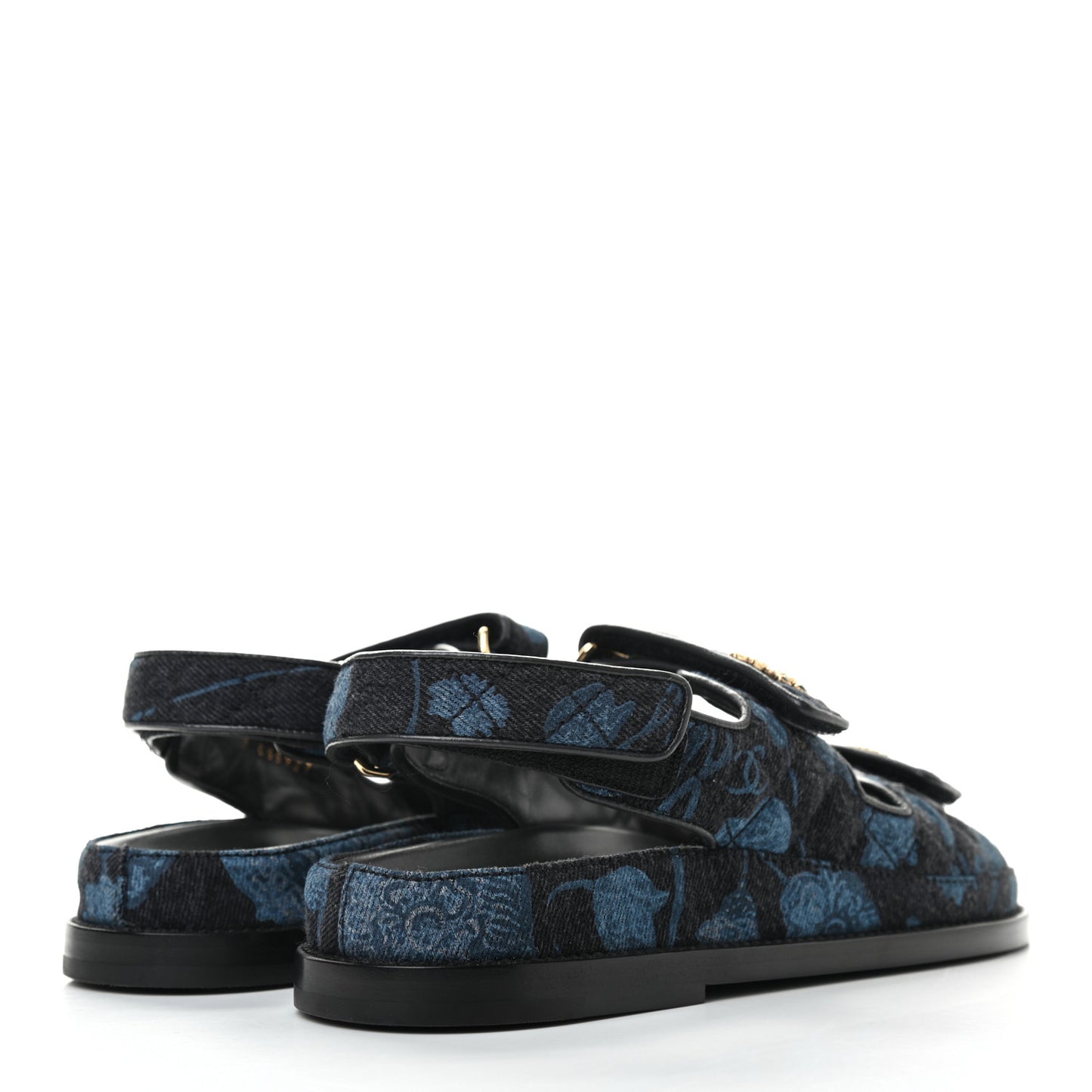 Denim Velcro Dad Sandals 38 Dark Grey Blue Black