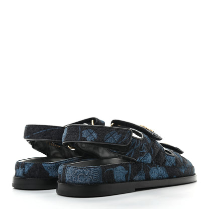 Chanel Denim Velcro Dad Sandals 38 Dark Grey Blue Black 4 of 7
