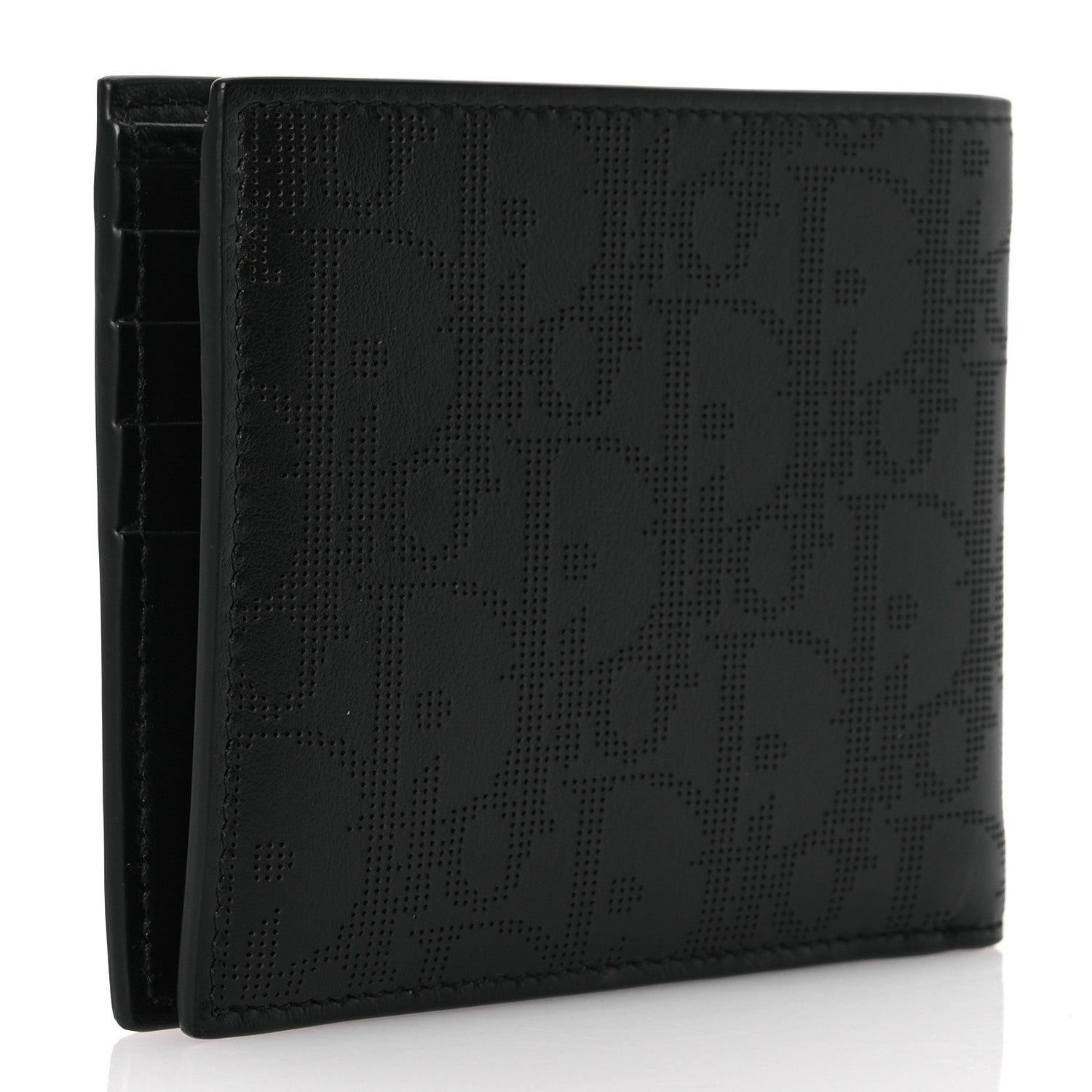 Christian Dior Calfskin Perforated Oblique Bi-Fold Do Galaxy Wallet Black 3 of 11