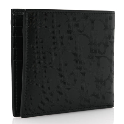 Christian Dior Calfskin Perforated Oblique Bi-Fold Do Galaxy Wallet Black 3 of 11