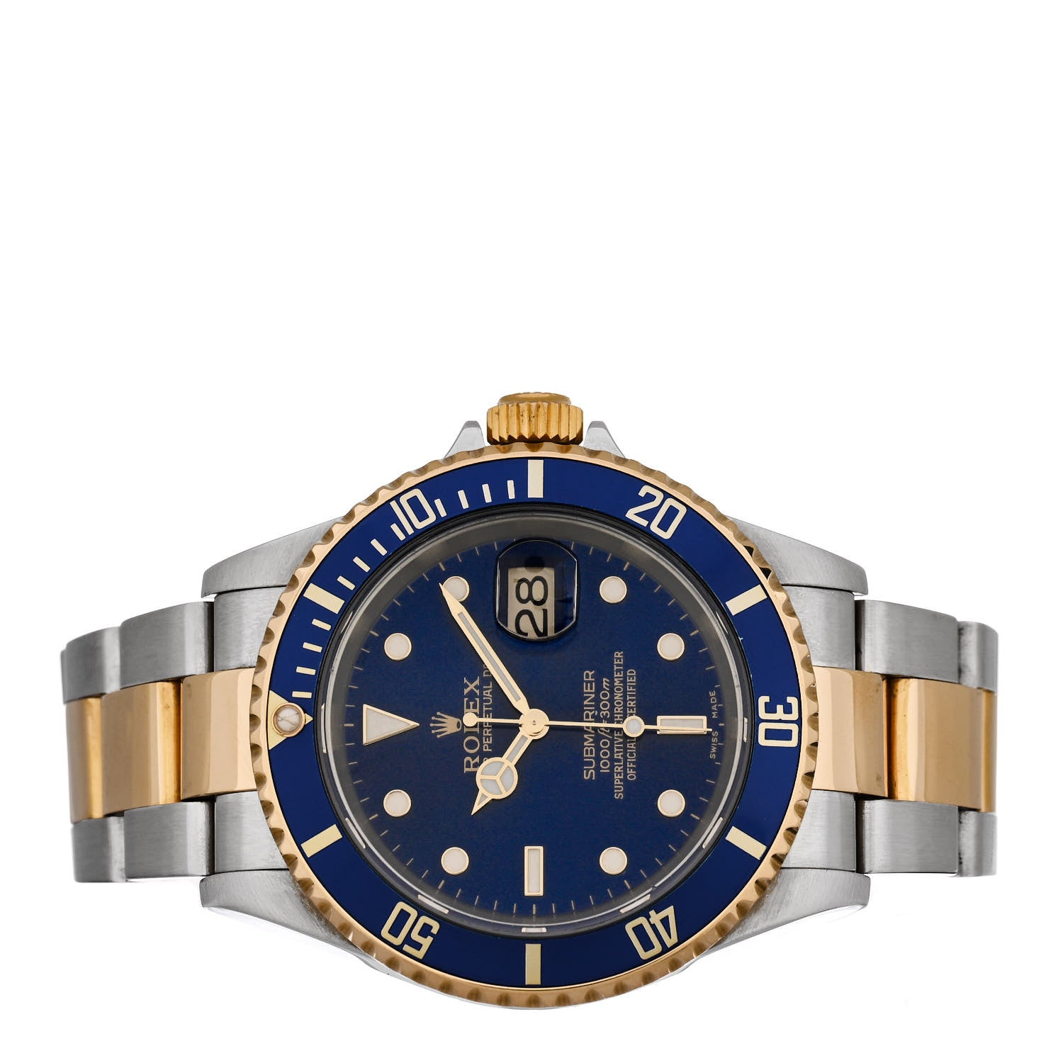 Rolex Stainless Steel 18K Yellow Gold 40mm Submariner Date Watch Royal Blue 16613 2 of 4