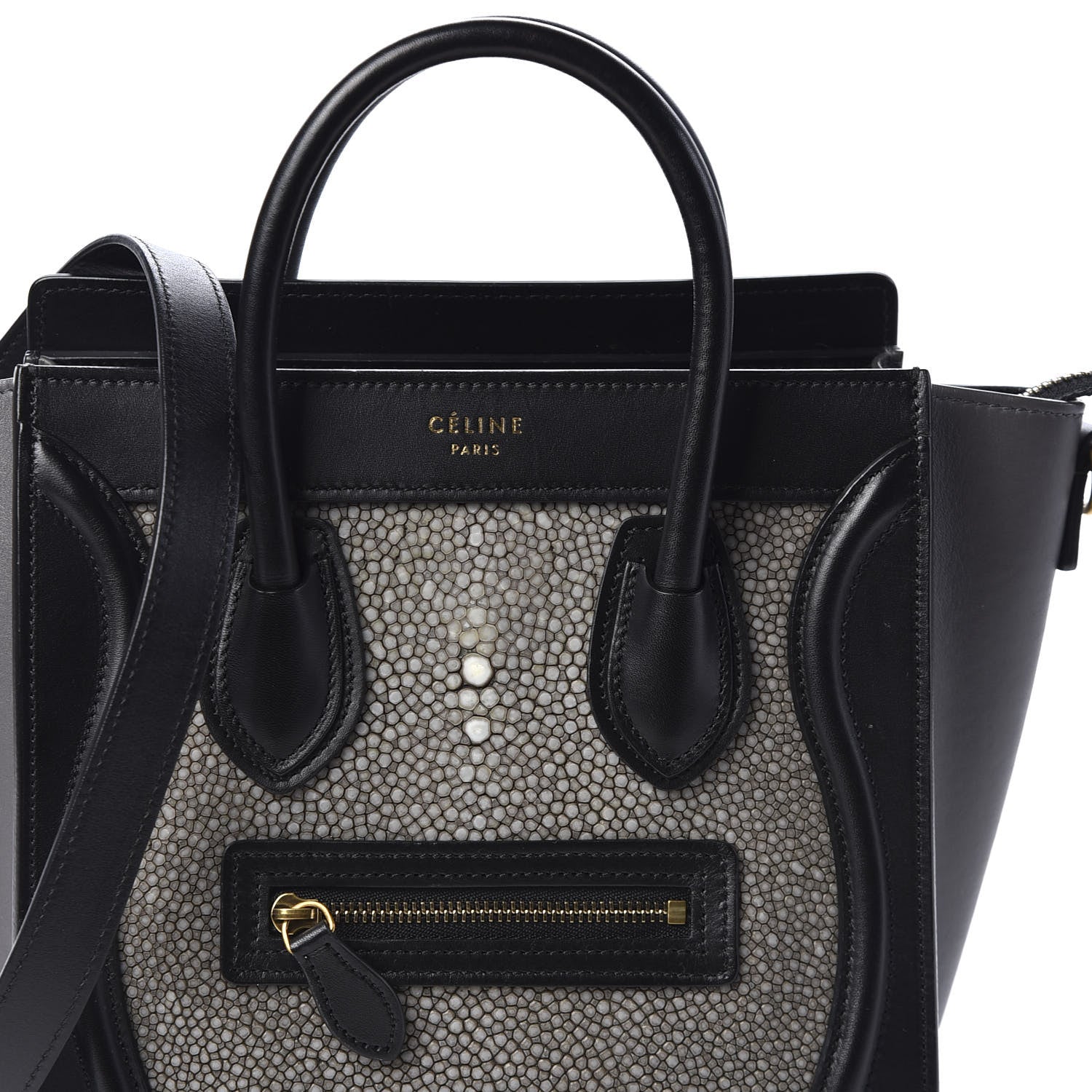 Celine Stringray Calfskin Nano Bi-Color Luggage Black 8 of 8