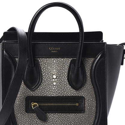 Celine Stringray Calfskin Nano Bi-Color Luggage Black 8 of 8