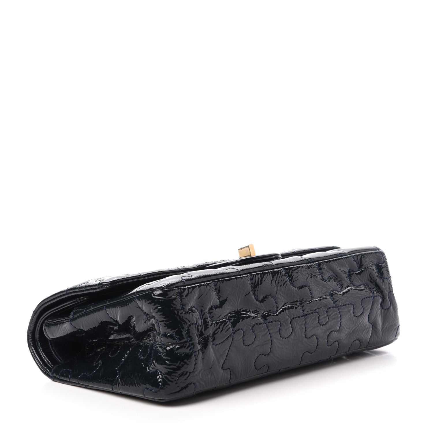 Chanel Crackled Patent Calfskin Puzzle 2.55 Reissue 225 Flap Black 5 of 13