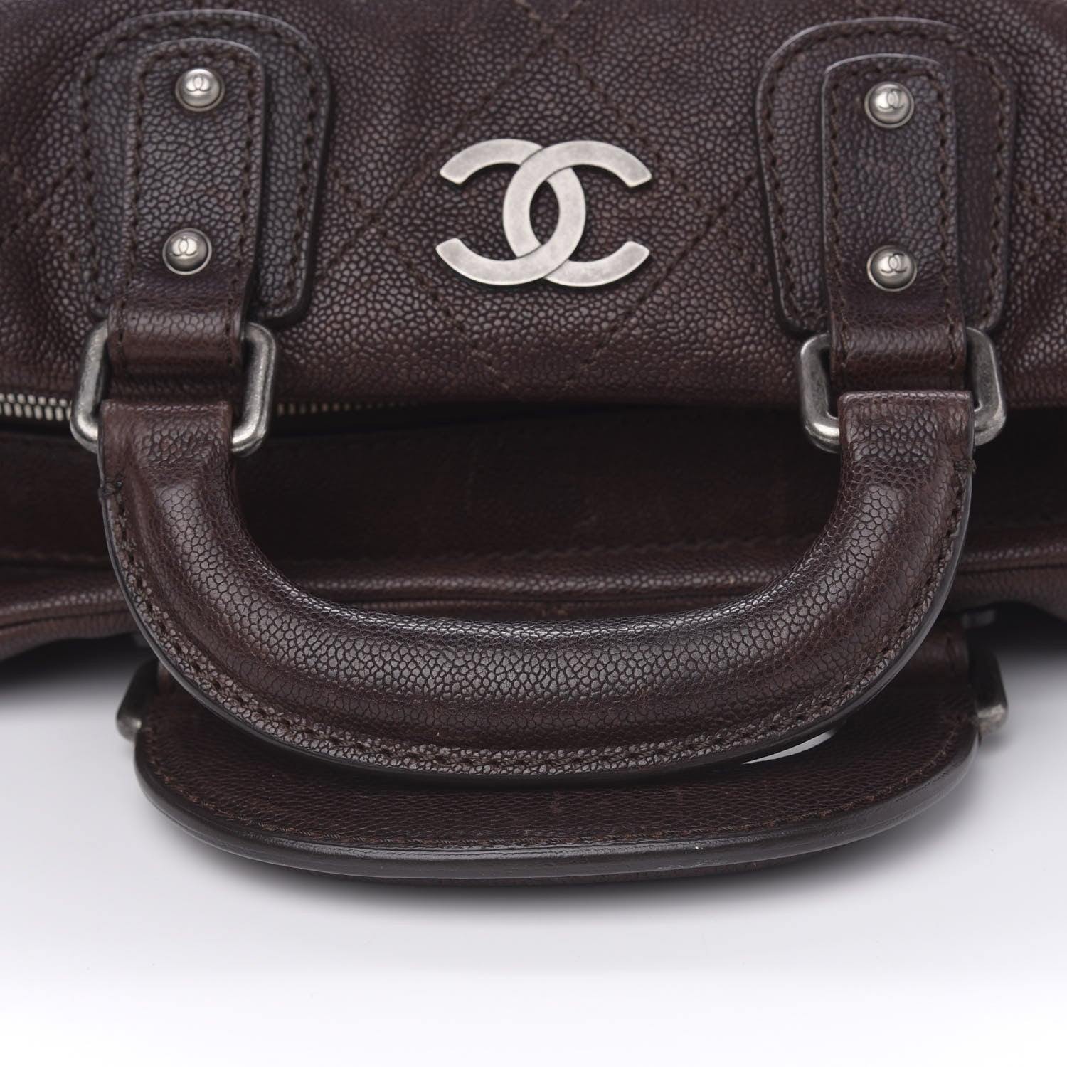 Chanel Caviar Quilted Bowler Tote Brown 14 of 17