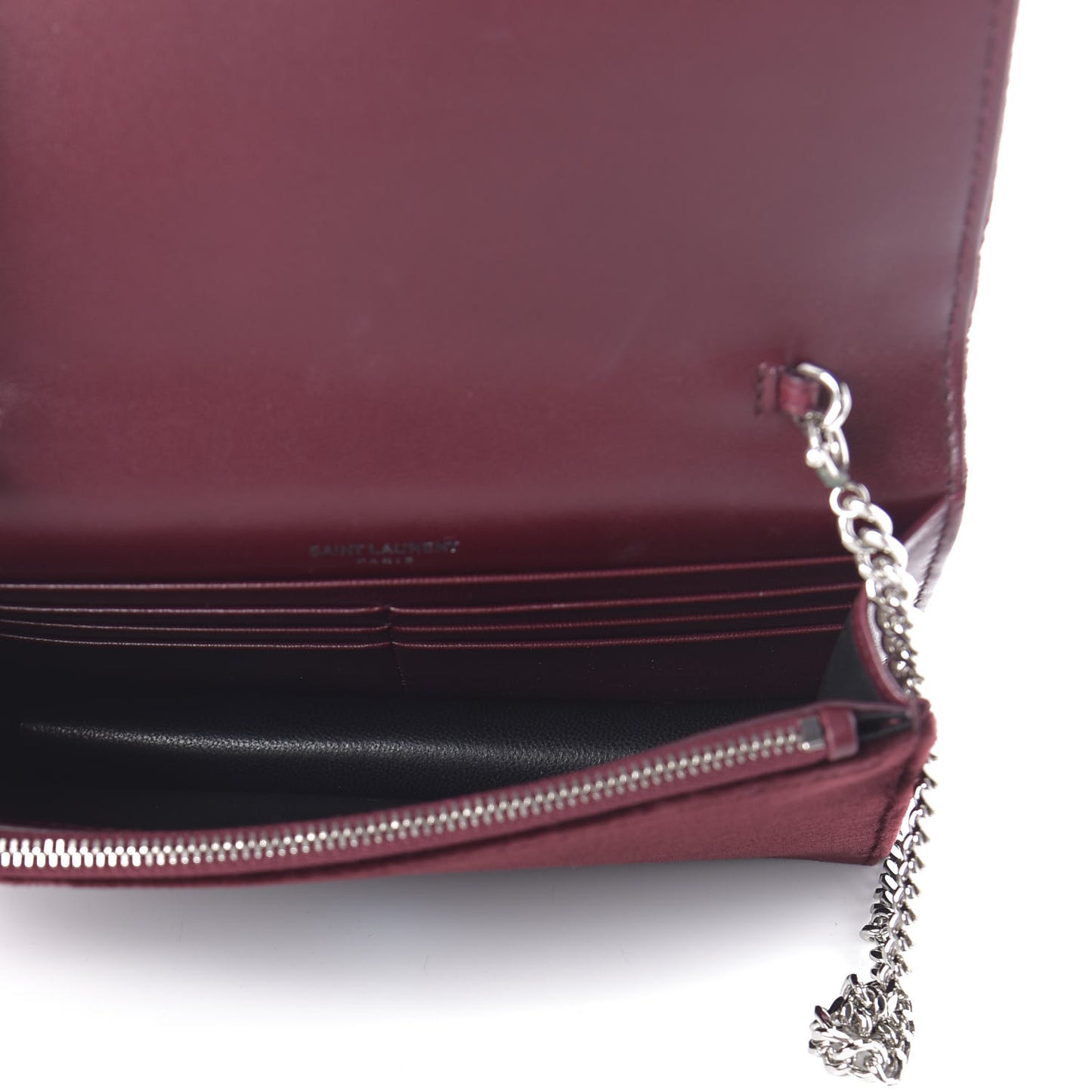 Velvet Crystal Monogram Kate Tassel Shoulder Bag Burgundy