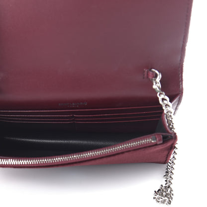 Saint Laurent Velvet Crystal Monogram Kate Tassel Shoulder Bag Burgundy 5 of 9