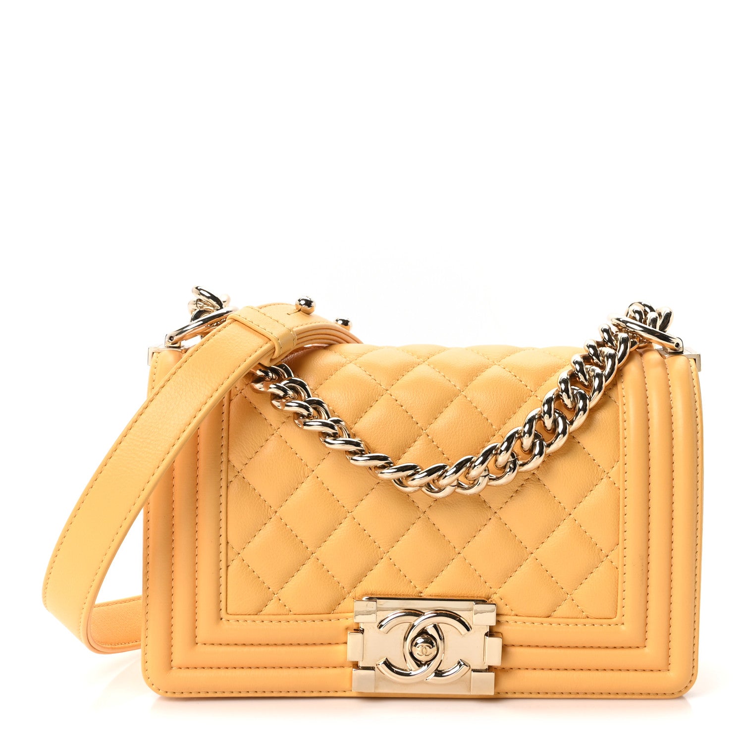 Chanel Calfskin Quilted Small Boy Flap Yellow 1 of 11