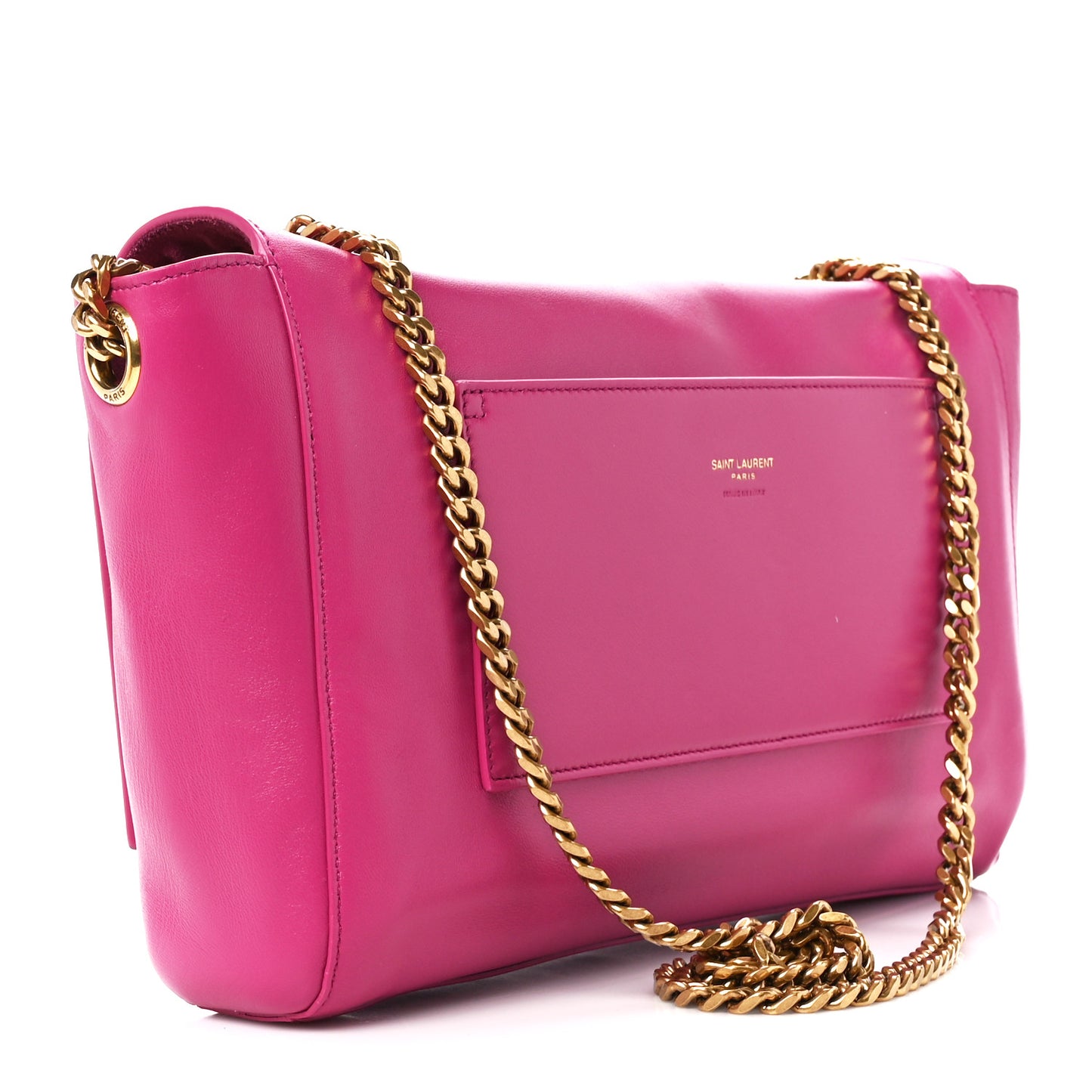 Smooth Calfskin Suede Medium Reversible Monogram Kate Satchel Rose Rubis