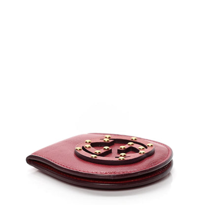 Gucci Pebbled Calfskin Studded Soho Round Coin Purse Red 3 of 4