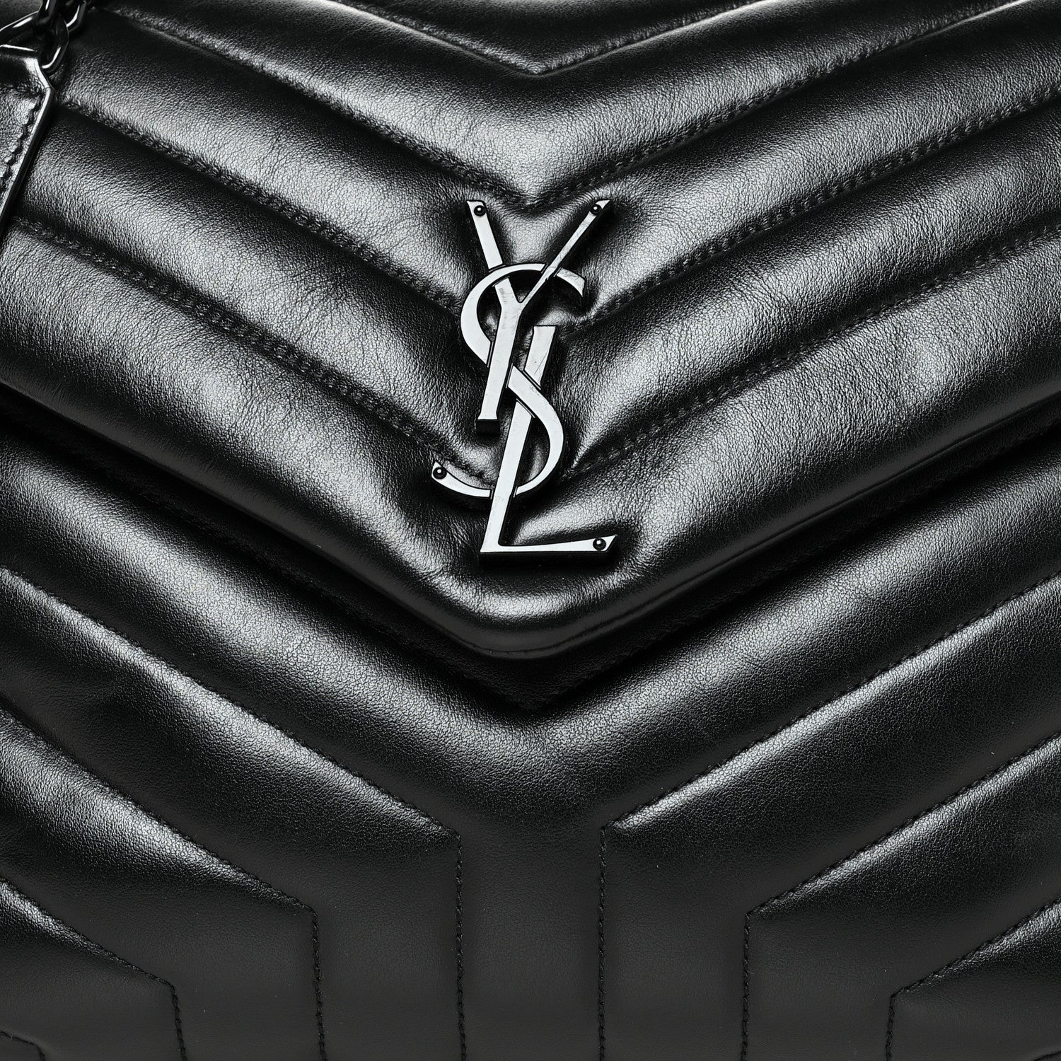 Saint Laurent Calfskin Y Quilted Monogram Medium Loulou Chain Satchel Black 9 of 12