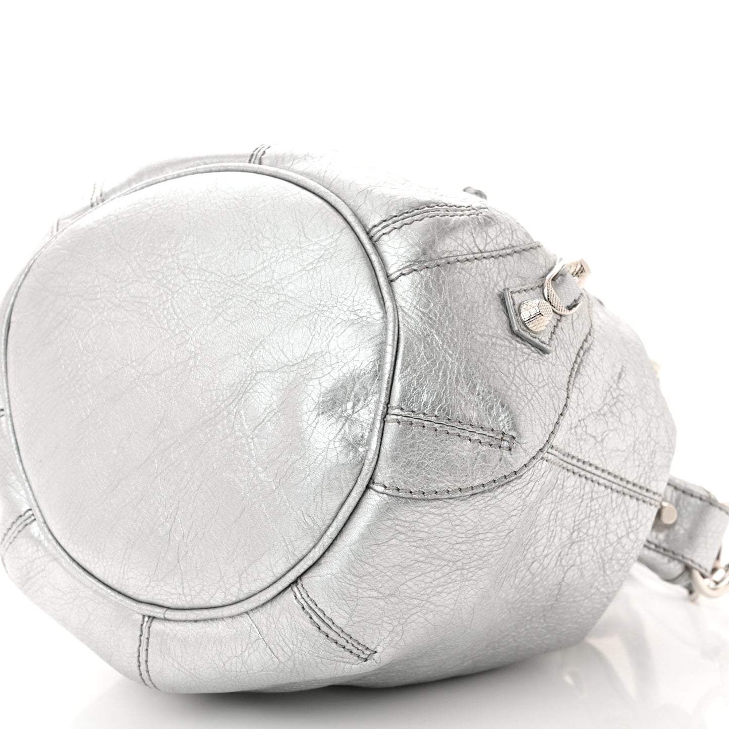 Agneau Giant 12 Silver Hardware Mini Pompon Gris Aluminum