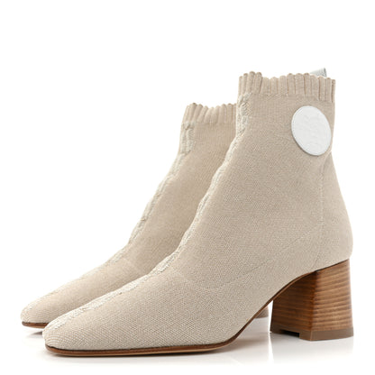 Hermes Knit Calfskin Volver 60 Ankle Boots 39.5 Nocciola 3 of 9