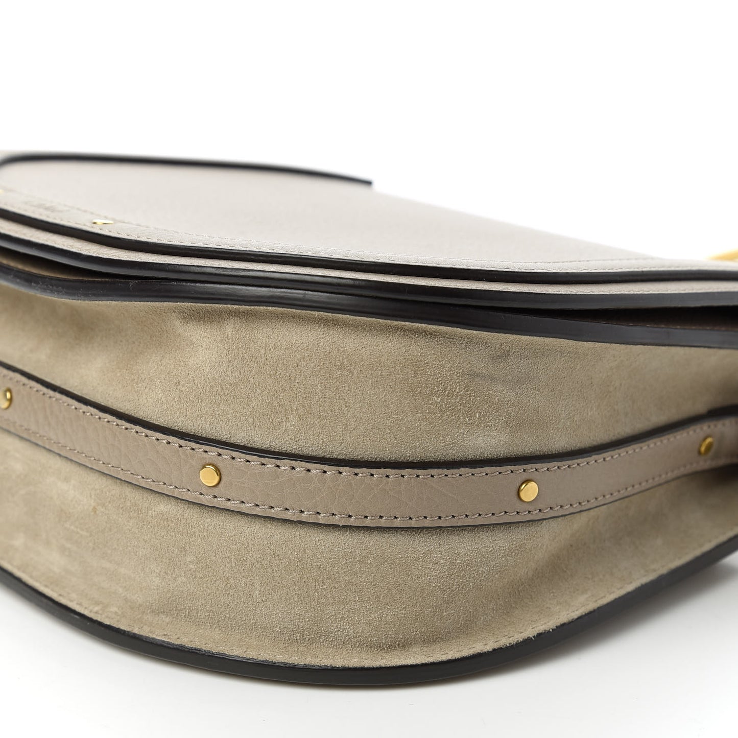 Calfskin Suede Medium Nile Bracelet Bag Motty Grey