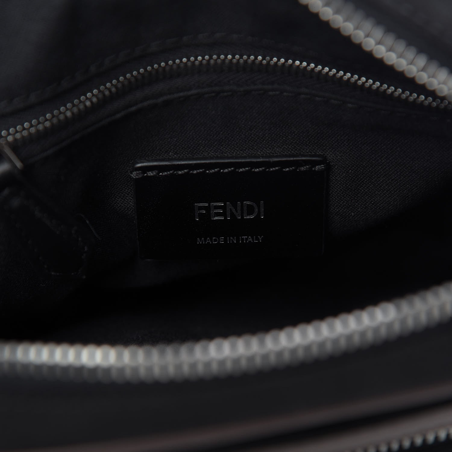 Fendi Nylon Fabric Jacquard Chamois FF 1974 Medium Crossbody Messenger Black Nuvola 8 of 9