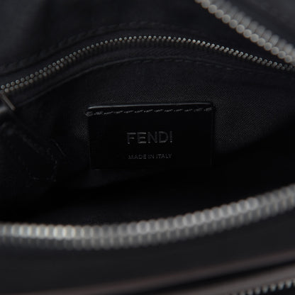 Fendi Nylon Fabric Jacquard Chamois FF 1974 Medium Crossbody Messenger Black Nuvola 8 of 9
