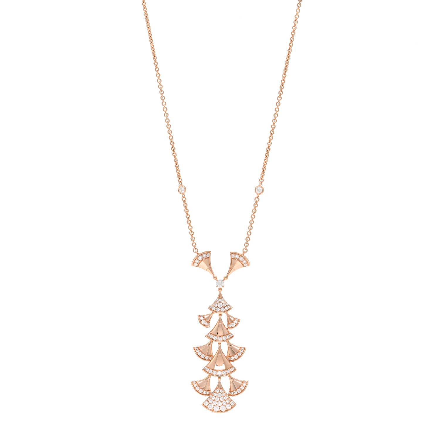 Bulgari 18K Rose Gold Diamond Diva's Dream Pendant Necklace 1 of 5