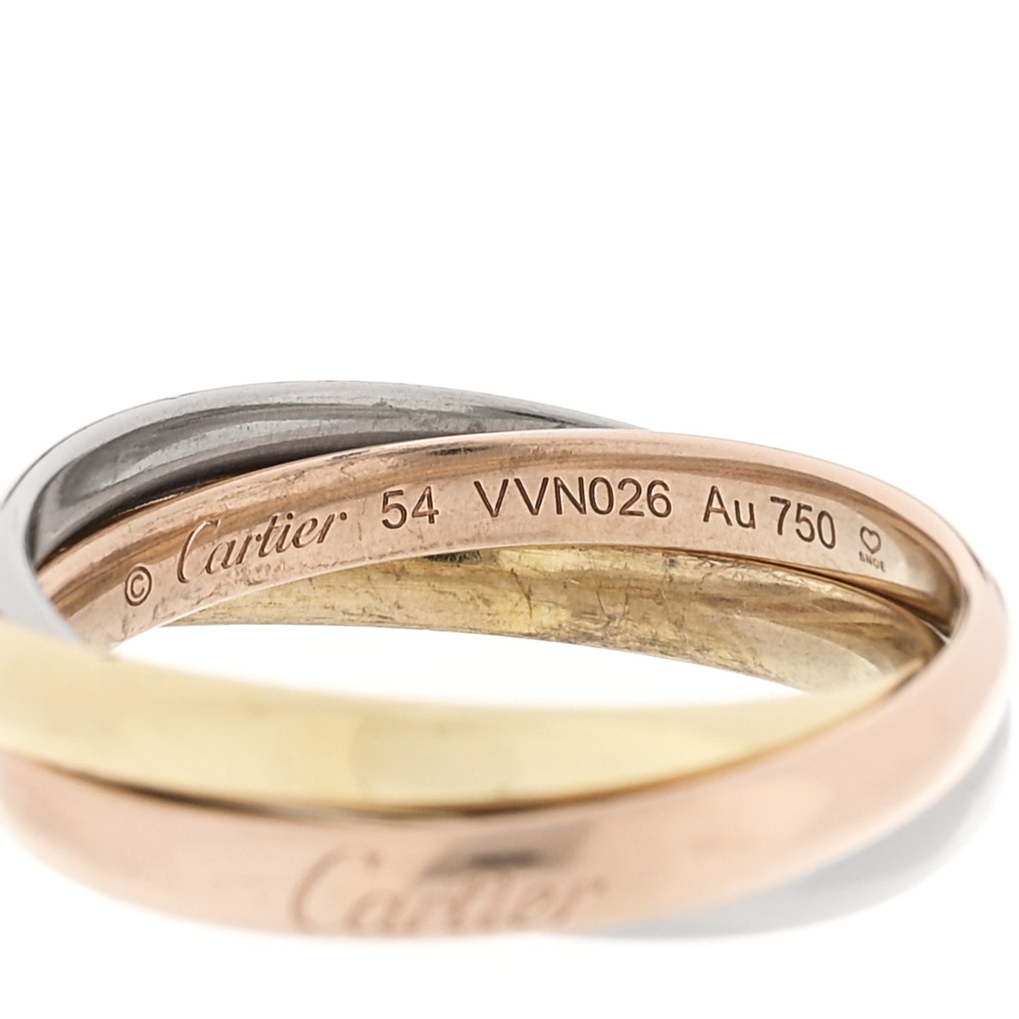18K Pink Yellow White Gold Small Trinity Ring 54 7