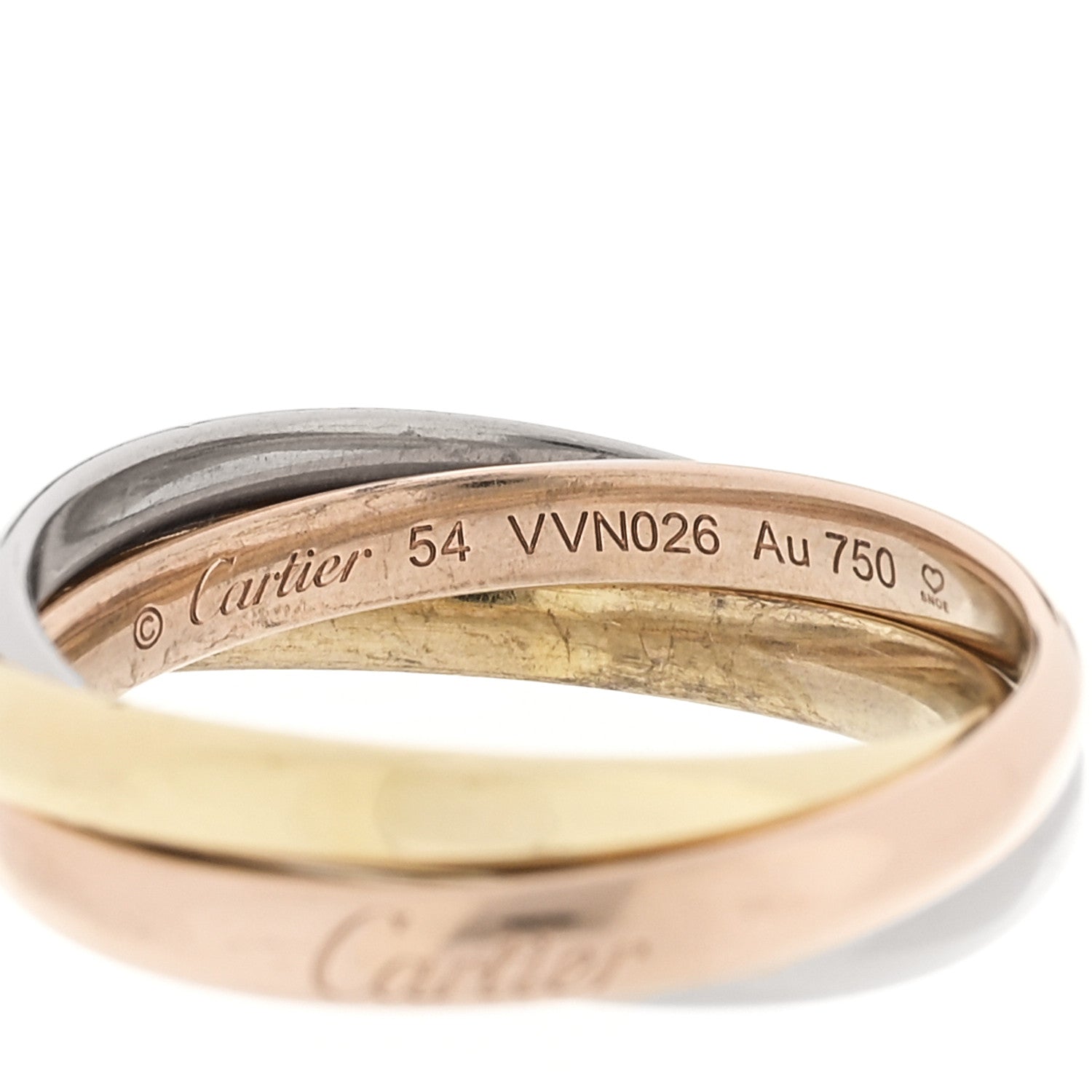 Cartier 18K Pink Yellow White Gold Small Trinity Ring 54 7 4 of 5