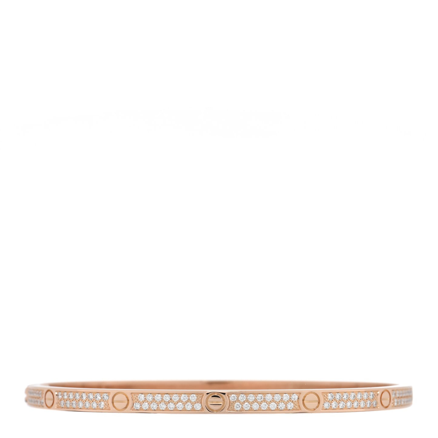 18K Pink Gold Diamond Small LOVE Paved Bracelet 17