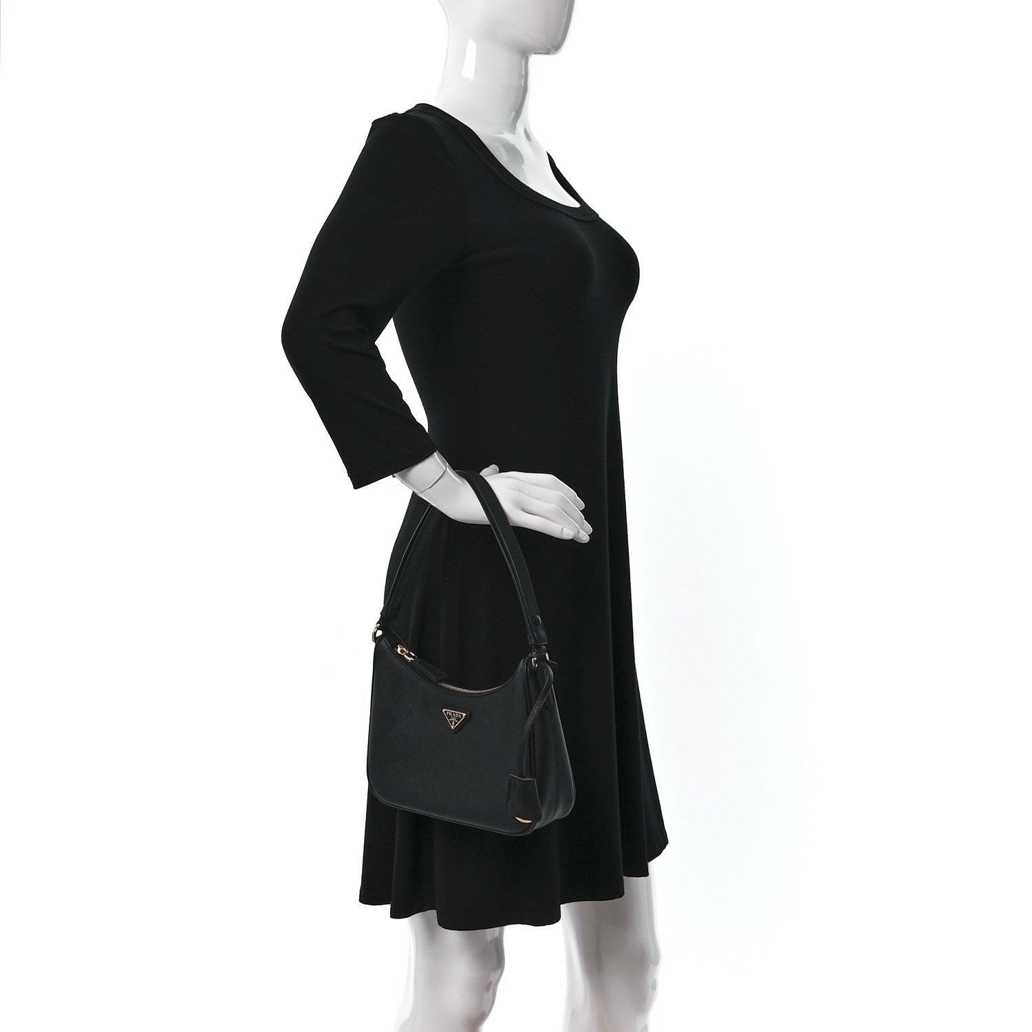 Prada Saffiano Lux Mini Re-Edition Shoulder Bag Black 2 of 8
