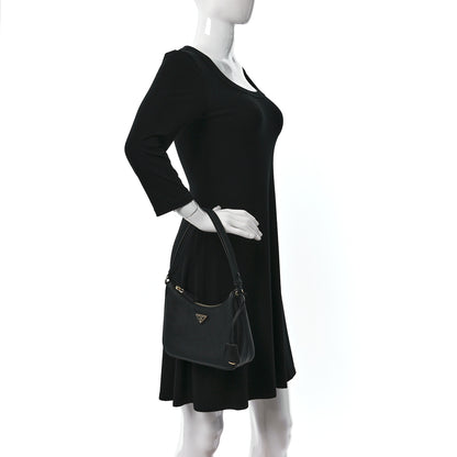 Prada Saffiano Lux Mini Re-Edition Shoulder Bag Black 2 of 8