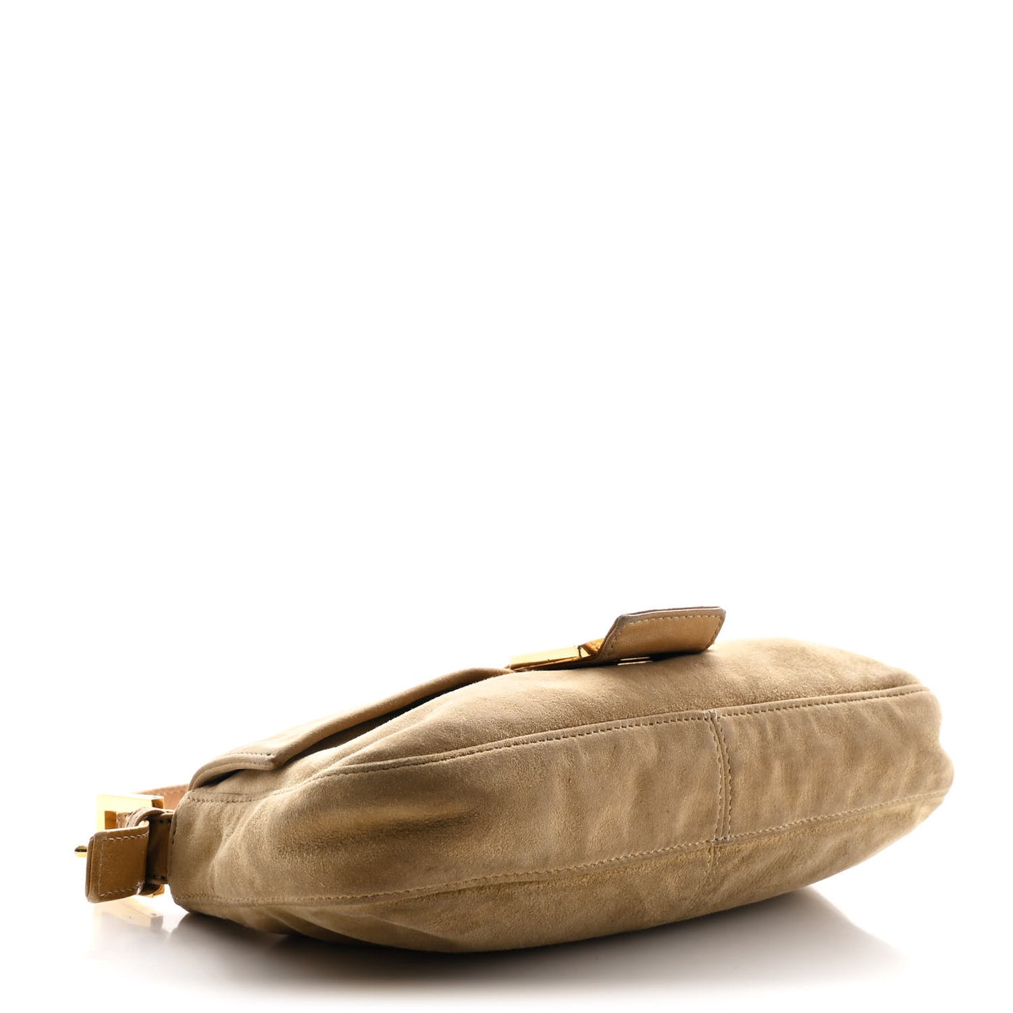 Suede Baguette Shoulder Bag Beige