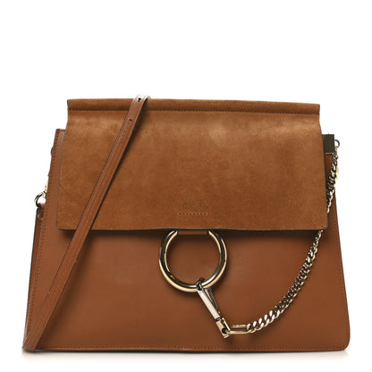 Chloe Suede Calfskin Medium Faye Shoulder Bag Caramel 1 of 9