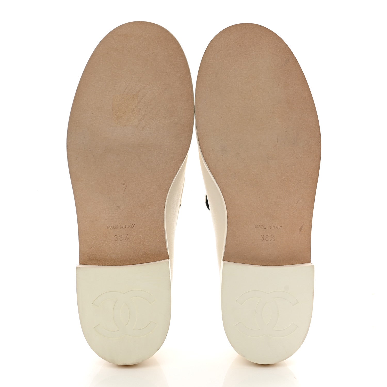 Chanel Lambskin Pearl Crystal Quilted CC Logo Jewelry Loafers 38.5 White 5 of 9