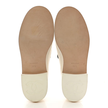Chanel Lambskin Pearl Crystal Quilted CC Logo Jewelry Loafers 38.5 White 5 of 9